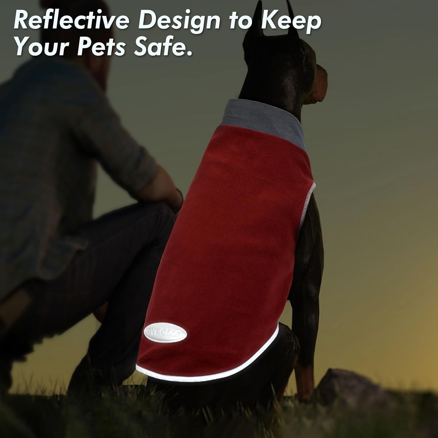 2 Pack Dog Fleece Sweater Stretchy Sweatshirt with Reflective Stripe Pullover Soft Jacket Pet Clothes Dog Sweaters for Small Dogs Cats Grey & Red