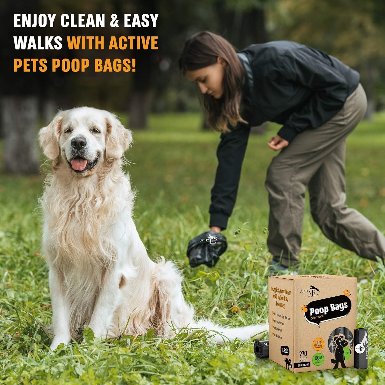 Dog Poop Bag, Extra Thick Dog Waste Bags, Leak-Proof Dog Bags for Poop, Easy-Tear Dog Poop Bags, Strong Doggy Poop Bags, Lavender-Scented Dog Waste Bags Eco-Friendly Doggie Bags for Poop